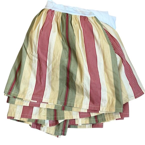 Waverly Bed Skirt FULL Laurel‎ Springs Ruffle Red Green & Gold Stripes 15" Drop - Picture 1 of 5